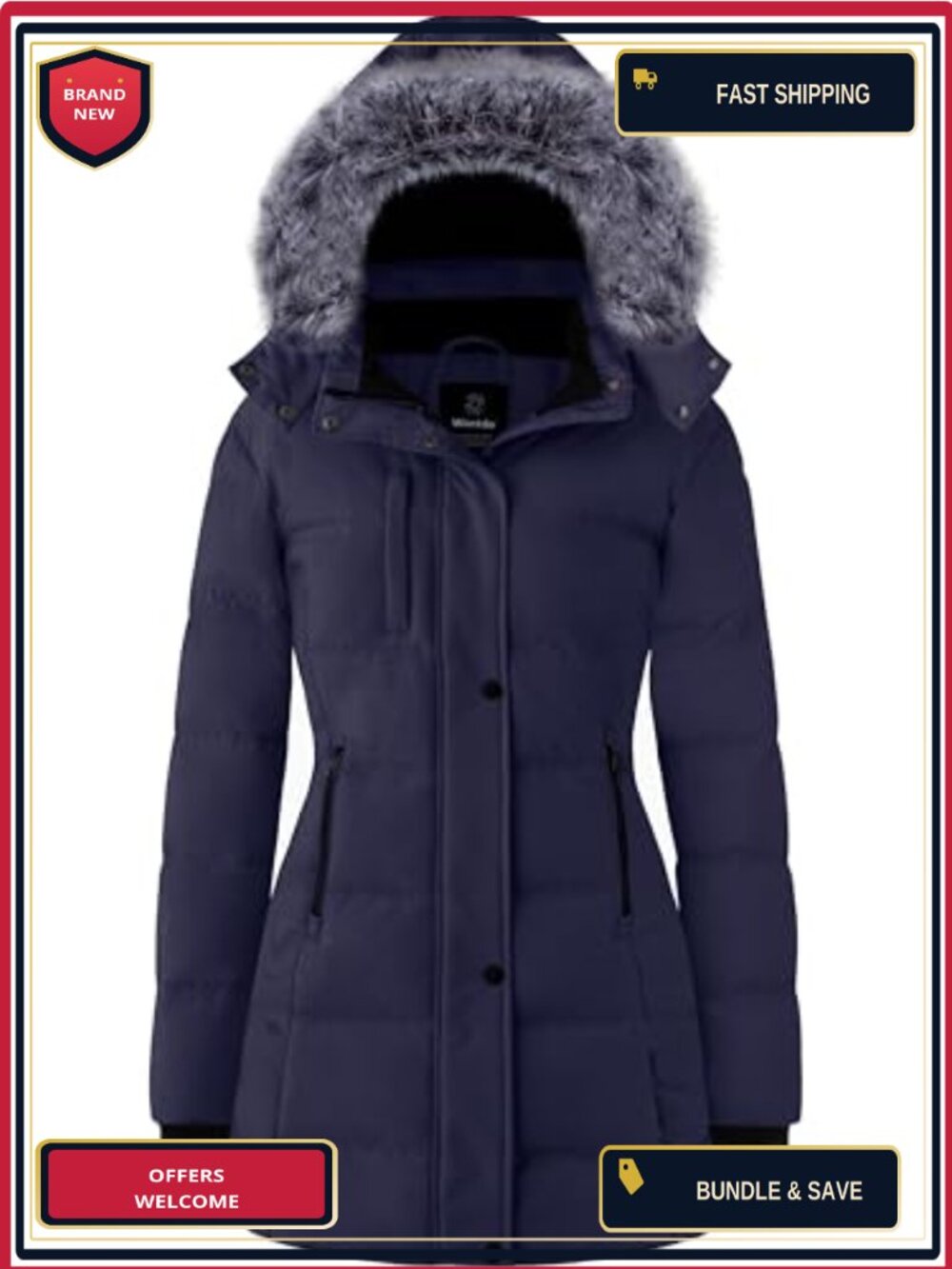 Women's Recycled Fabric Puffer Jacket Long Parka Waterproof Warm Winter Coat